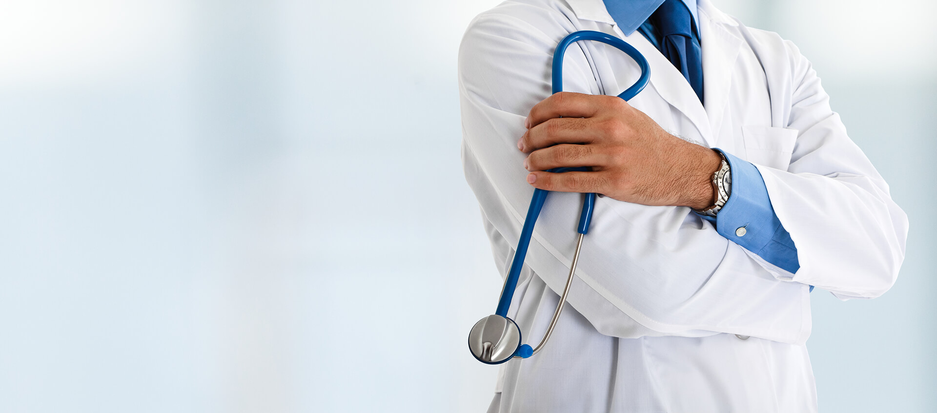 Background image of a medical professional working