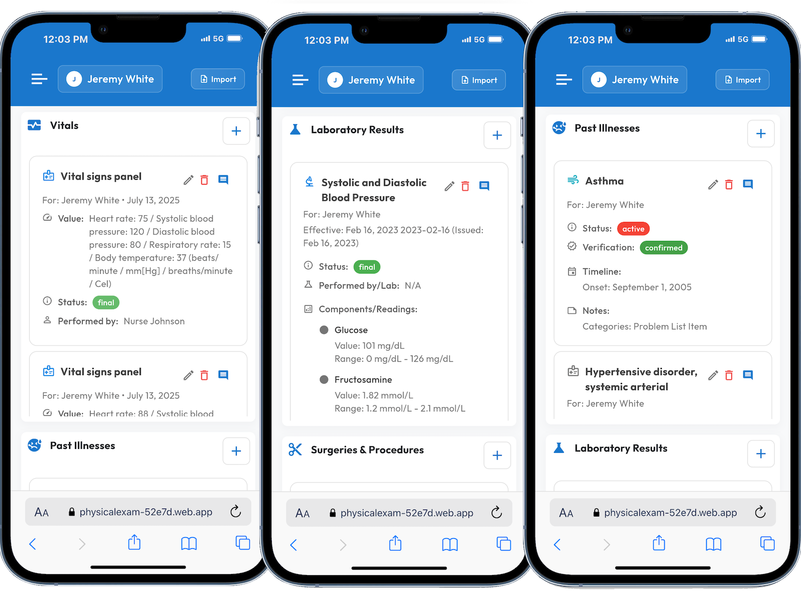 Medical records on a tablet showing patient history
