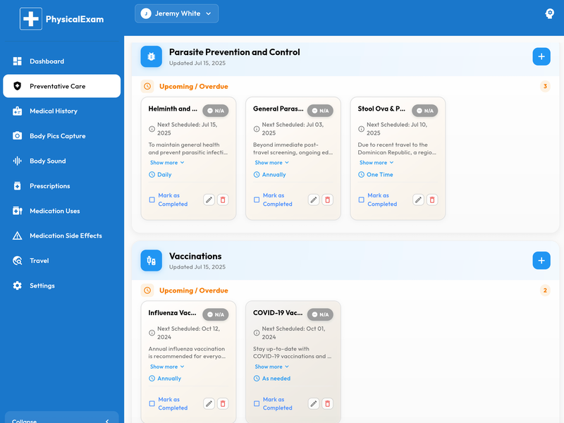 A doctor discussing a preventative screening schedule with a patient