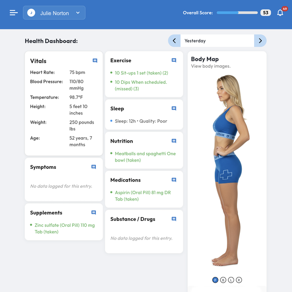 Vitals tracking screenshot