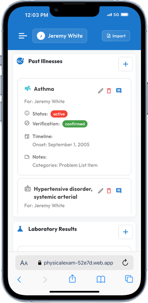 Mobile screenshot of the main dashboard