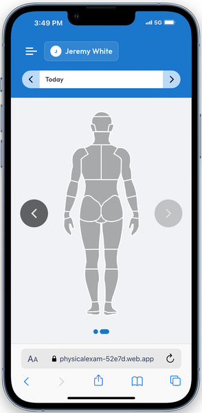 Mobile screenshot of the vitals chart